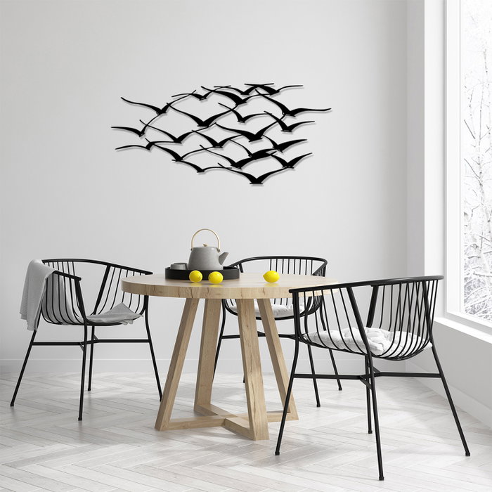 Wallity Herd Of Birds Escultura de pared de metal Negra